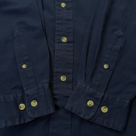 Izod Button Front Long Sleeve Shirt Navy Blue Mens Medium - Picture 7 of 12